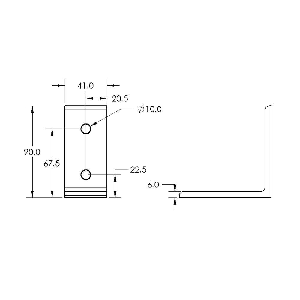 40-520-3 MODULAR SOLUTIONS ANGLE BRACKET<BR>90MM TALL X 45MM WIDE